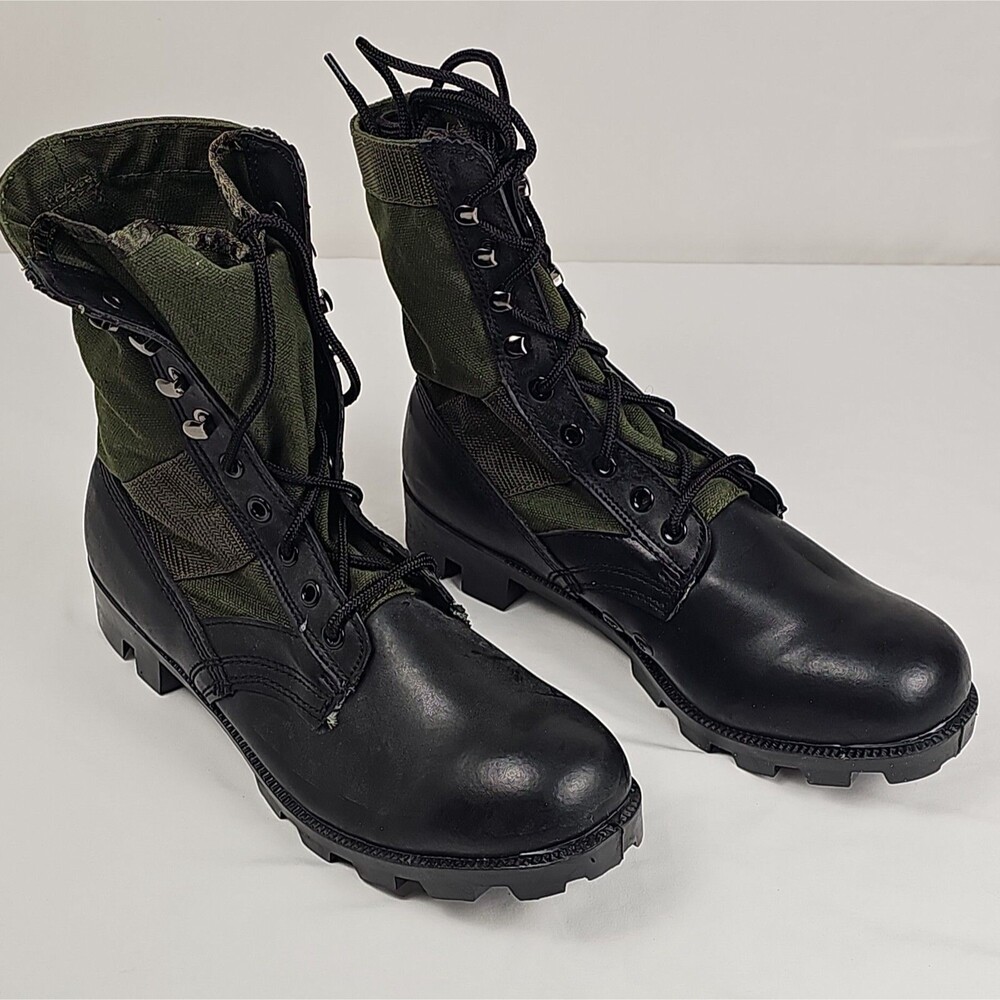 Men’s Size 9 Jungle Combat Style Boots Olive Green Black Military Reproduction